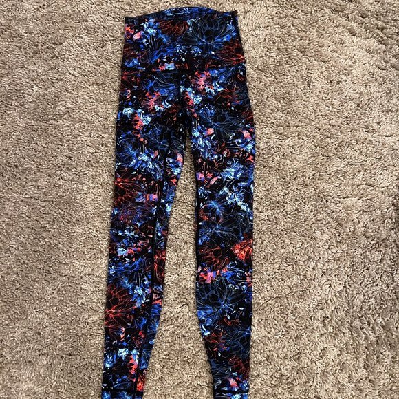 Lululemon Wunder Under HR Leggings, 28", Size 4, Neon Blossom Multi - Picture 2 of 4